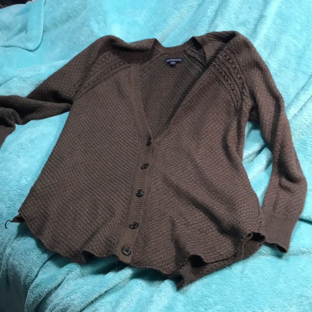 Forest green button up cardigan
